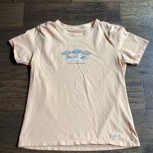 EUC Ladies Life is good "Social Network" Beach‎ logo T-shirt XS